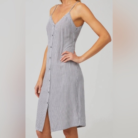 NWT 7 For All Mankind Vertical Stripe Midi Dress with Buttons - Size XS - Picture 1 of 7